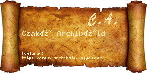 Czakó Archibáld névjegykártya